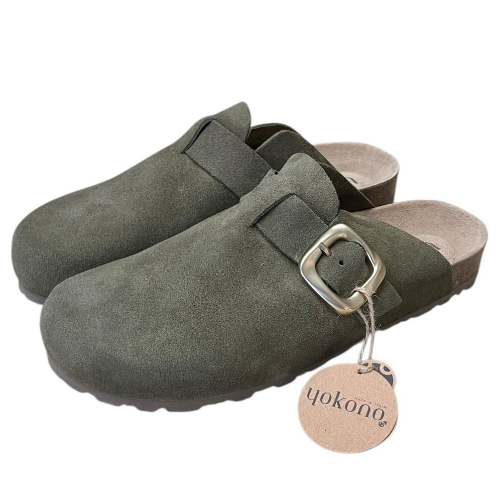YOKONO Clog 650 Green Suede Leather Mules NWT